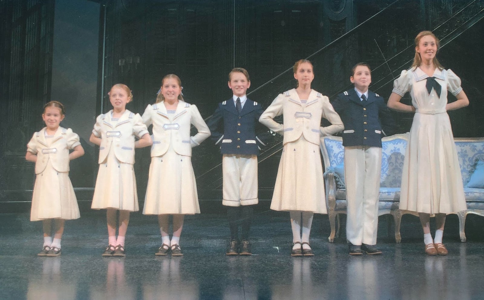 Julianne Bisnaire sound of music kids standing in line on stage