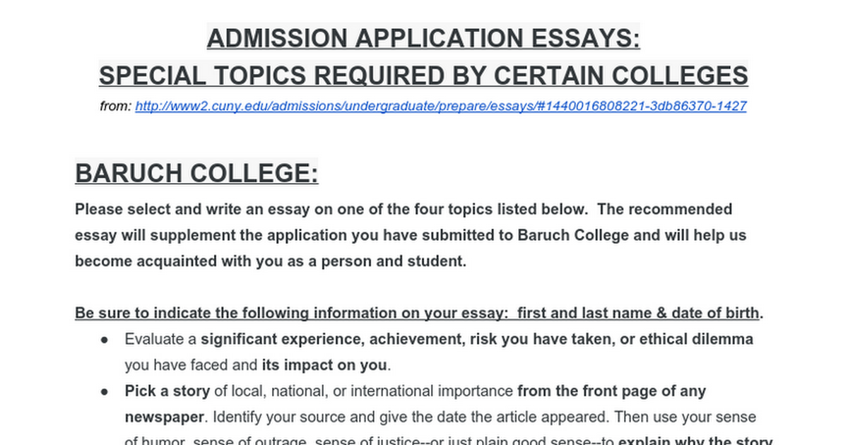 cuny essay topics