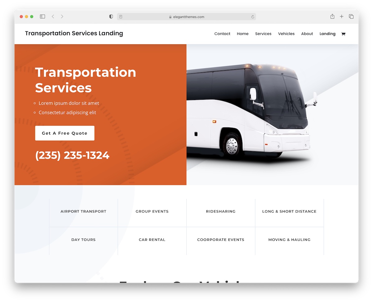 tema de wordpress de logística de transporte divi