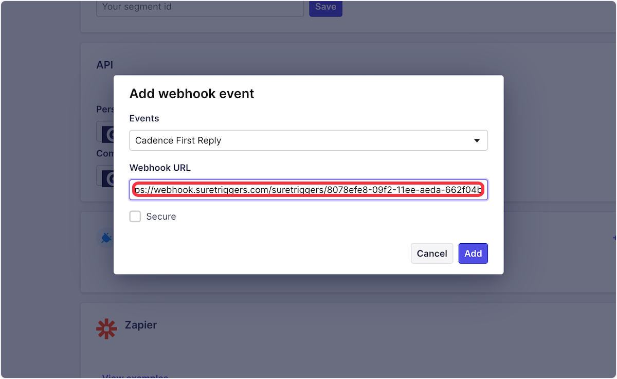 Copy the webhook URL & paste it under the Webhook URL field.