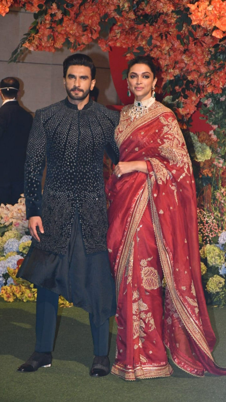 ranveer singh in a black embroidered sherwani