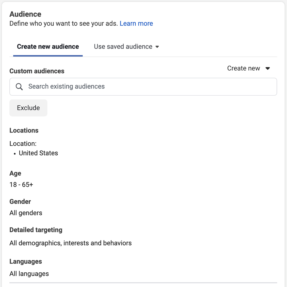 create new audience