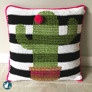 crochet cactus pillow