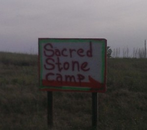 Direction Sign to the "Sacred Stone Camp" near Cannonball, ND