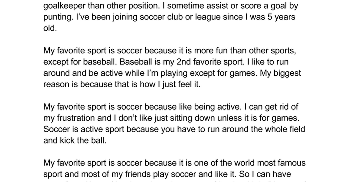 why soccer is the best sport essay