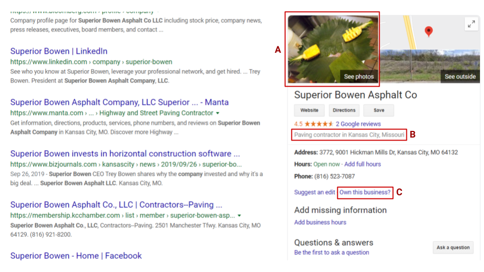 Google My Business listing screenshot