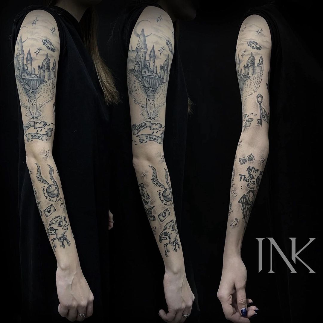 Harry Potter Half Sleeve Tattoo