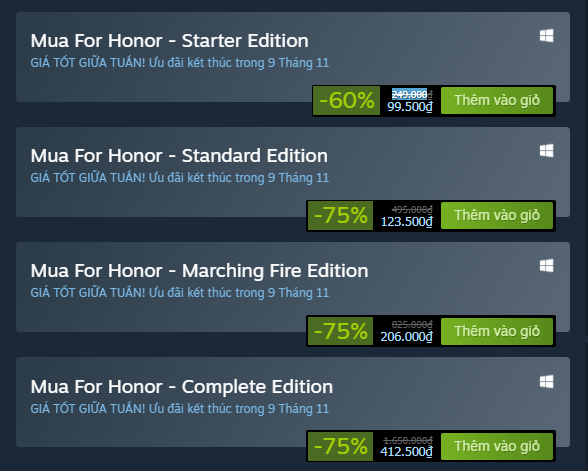 Game hành động chặt chém đã tay For Honor đang giảm giá cực SỐC! 2345