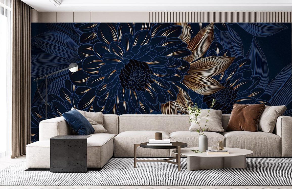 Dark Flower Wallpaper Mural | Modern Art Decor for Interior Design UK