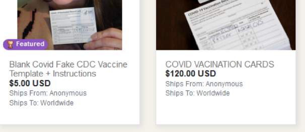 Figure 3: Blank vaccination cards