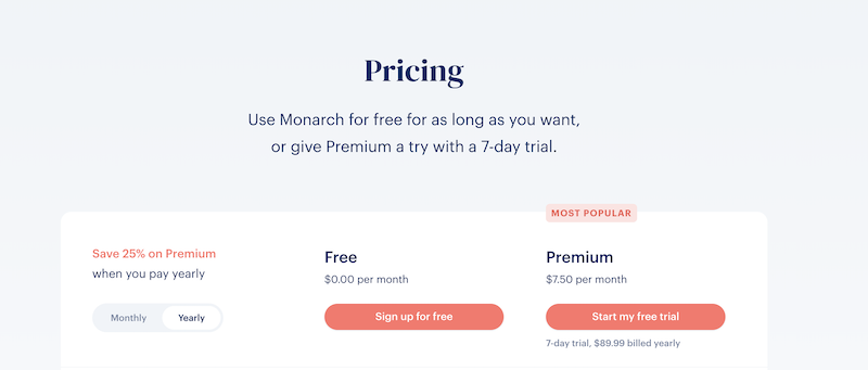 Monarch Money pricing