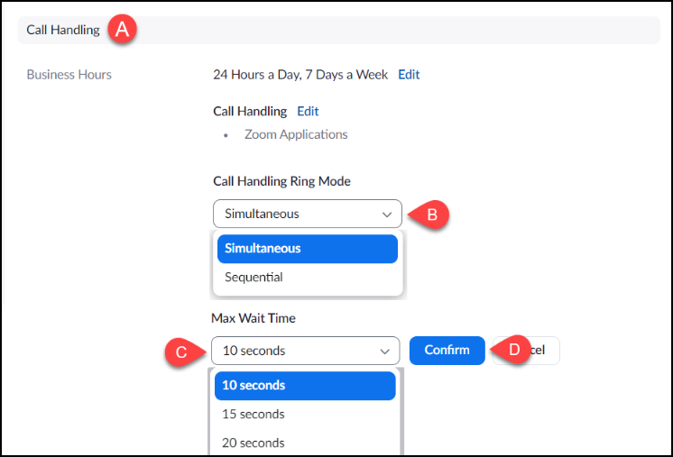 Call Handling settings