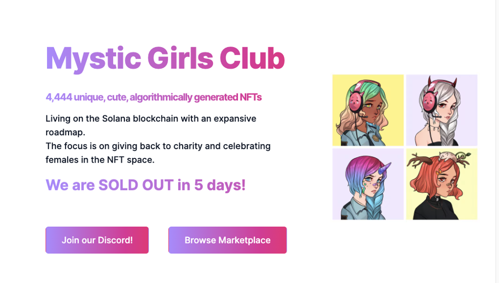 Colecciones Mystic Girls Club NFT