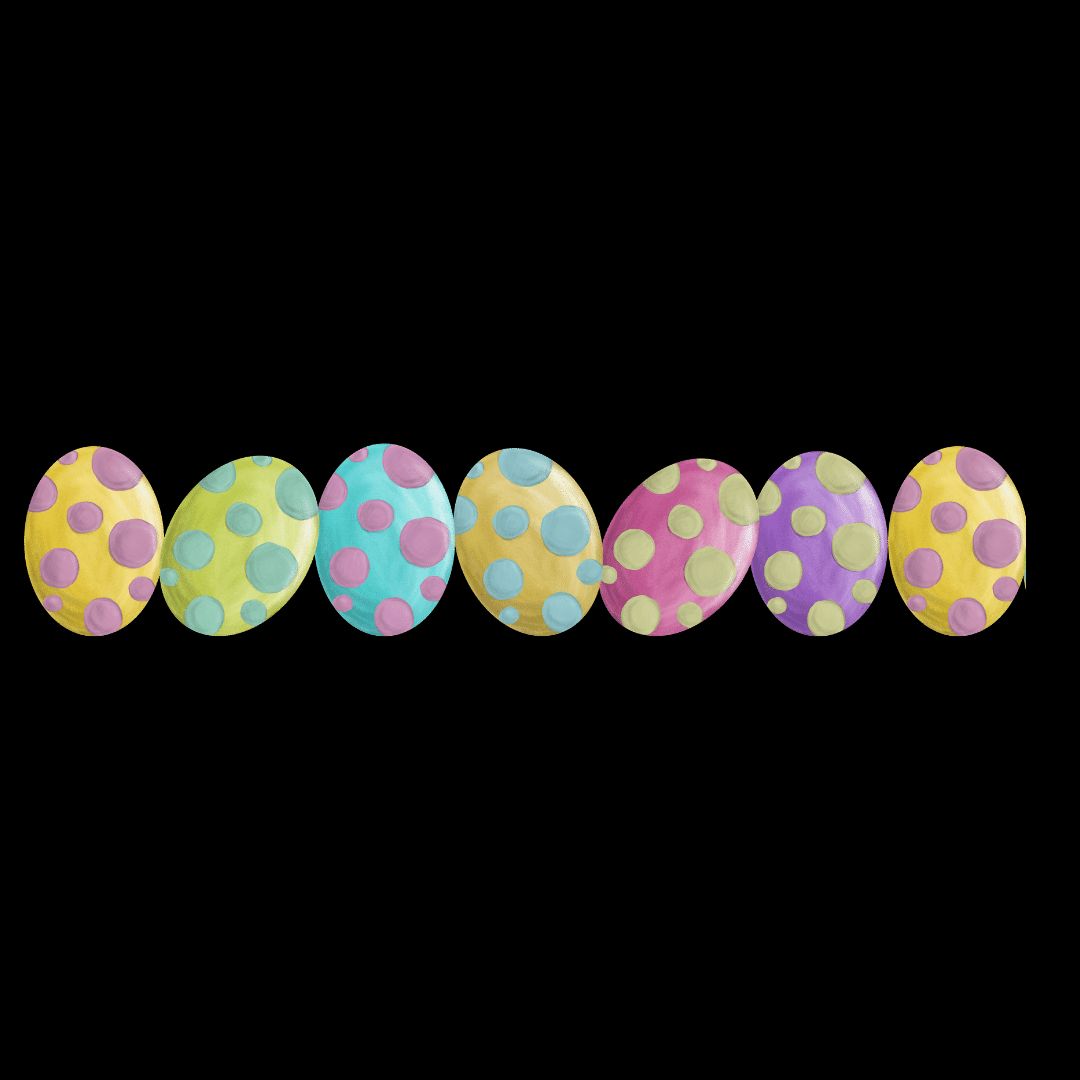an image has seven colorful eggs