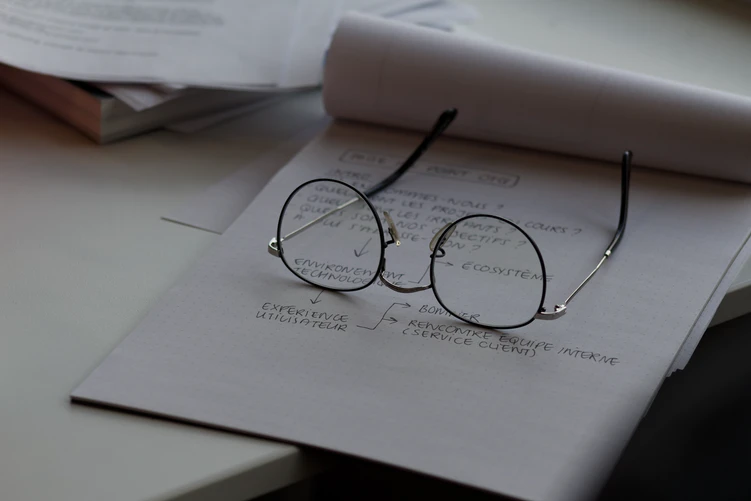 Eyeglasses On the Top of Printed Paper