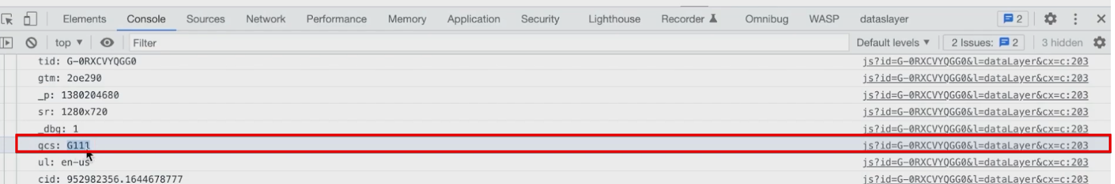 Navigating the GCS G111 parameter for a cookie from developer tools of the browser