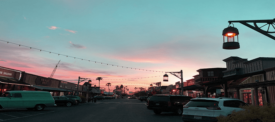 old town scottsdale with a beautiful Arizona sunset