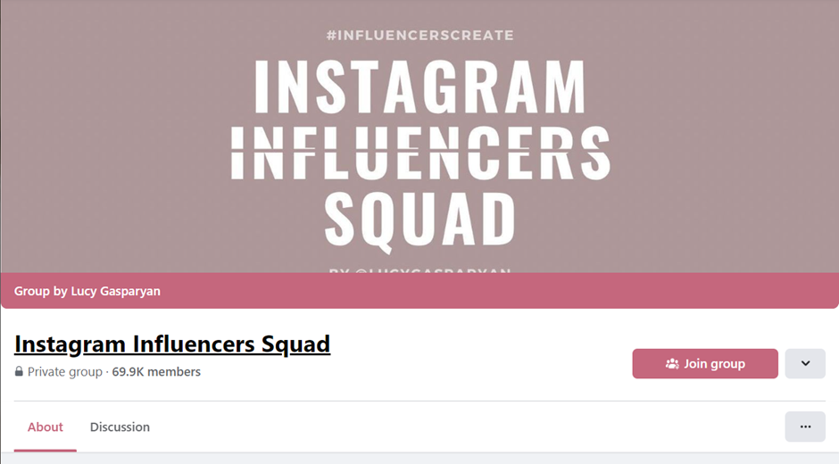 instagram influencers squad private facebook group