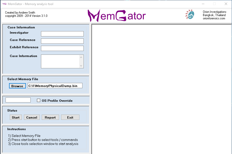 The MemGator interface launched on Windows