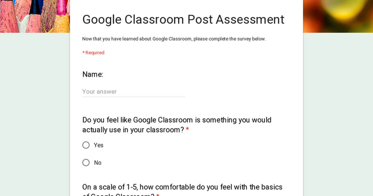 Google Classroom Post Assessment