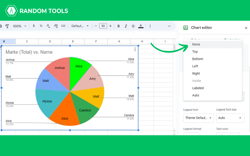 how to make a pie chart in Google Sheets