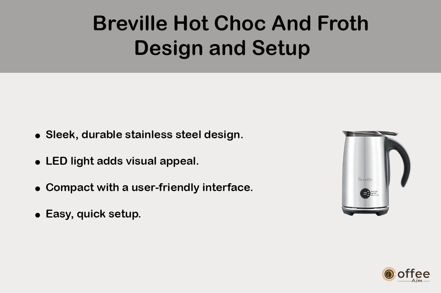 The image showcases the design and setup of the "Breville Hot Choc And Froth" as depicted in the article "Breville Hot Choc And Froth Review."