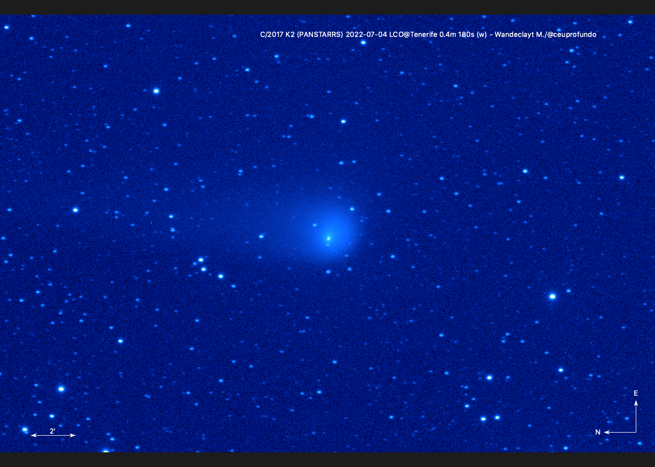 Mega cometa K2 chega ao ponto mais próximo da Terra nesta quinta-feira