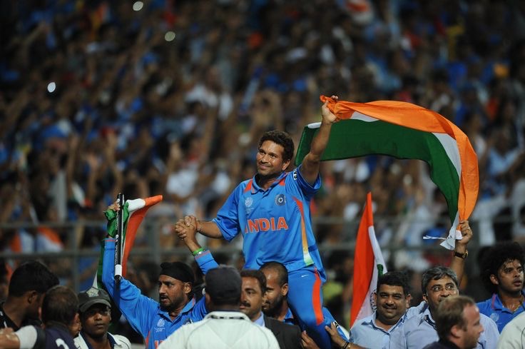 Sachin Tendulkar carried on shoulders after winning the World Cup