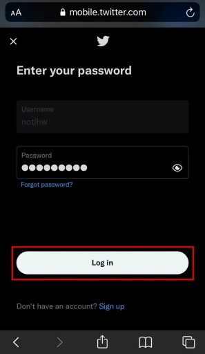Log in to Twitter mobile 