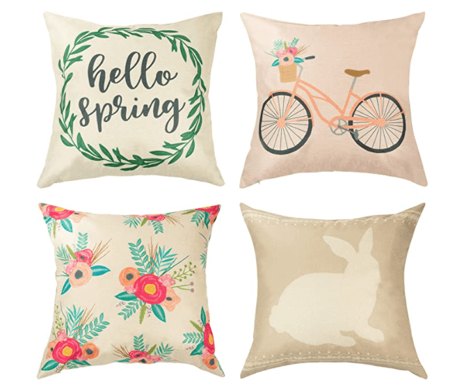 spring decorations set of 4 throw pillows