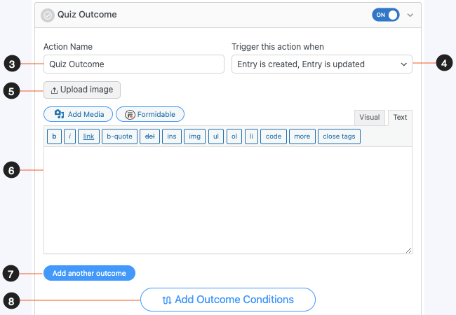 Set your quiz outcome settings and what is shown to the customer