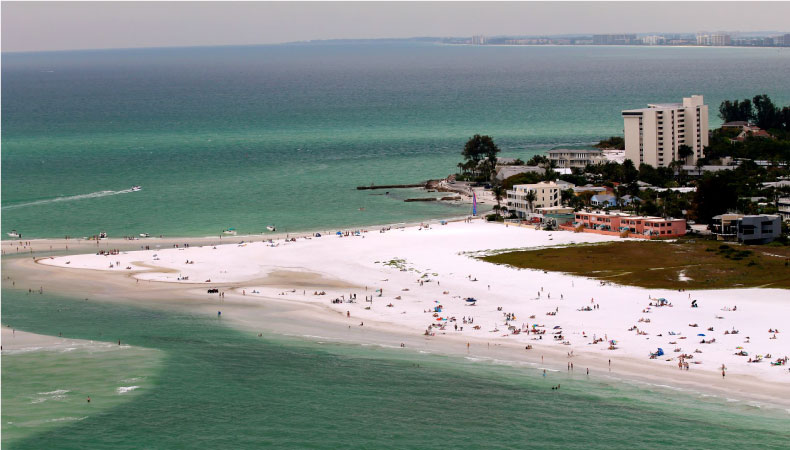 Aerial view of Siesta Key near Sarasota, Florida.