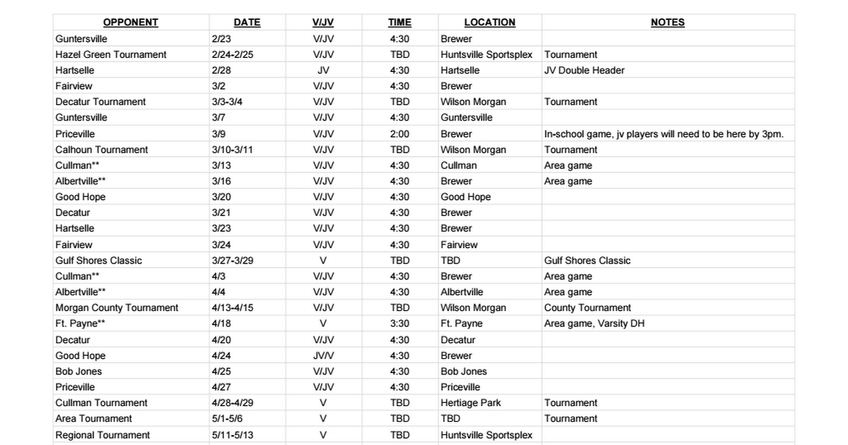 softball schedule 2016-17