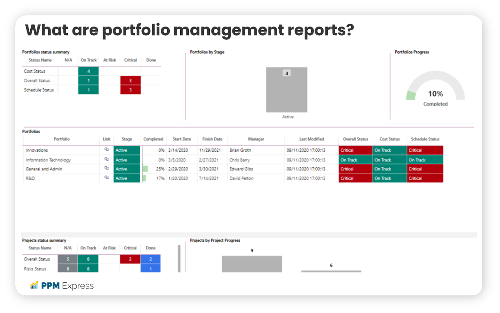 project portfolio management reports example