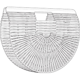 picture of handbag made from slats in half moon shape