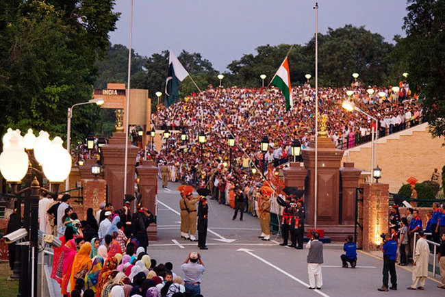 20) Pakistan and India - The Wagah border ceremony is a daily military practice that the security forces of India and Pakistan have jointly followed since 1959. It takes place every night before the flags are lowered and the gate locked on the only road between the two Asian countries.