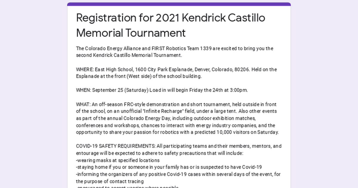 Colorado Off Season Event Energy Day and the Kendrick Castillo