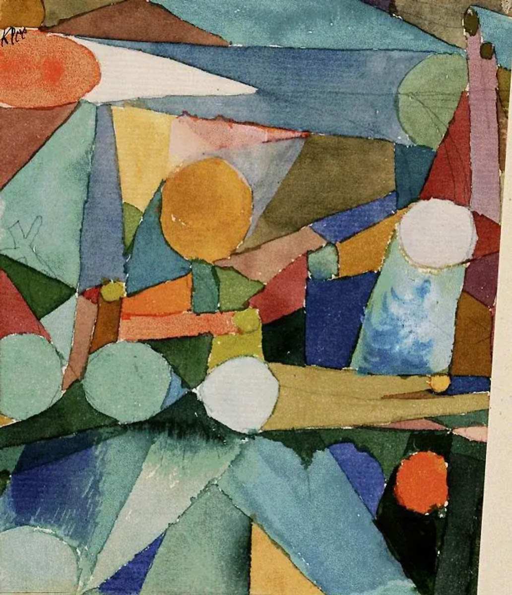 Circles connected with ribbons, Paul Klee, 1914, watercolor