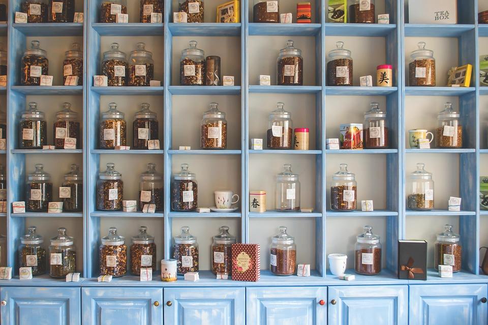 Jars, Herbs, Shelves, Store, Shop, Chinese Medicine