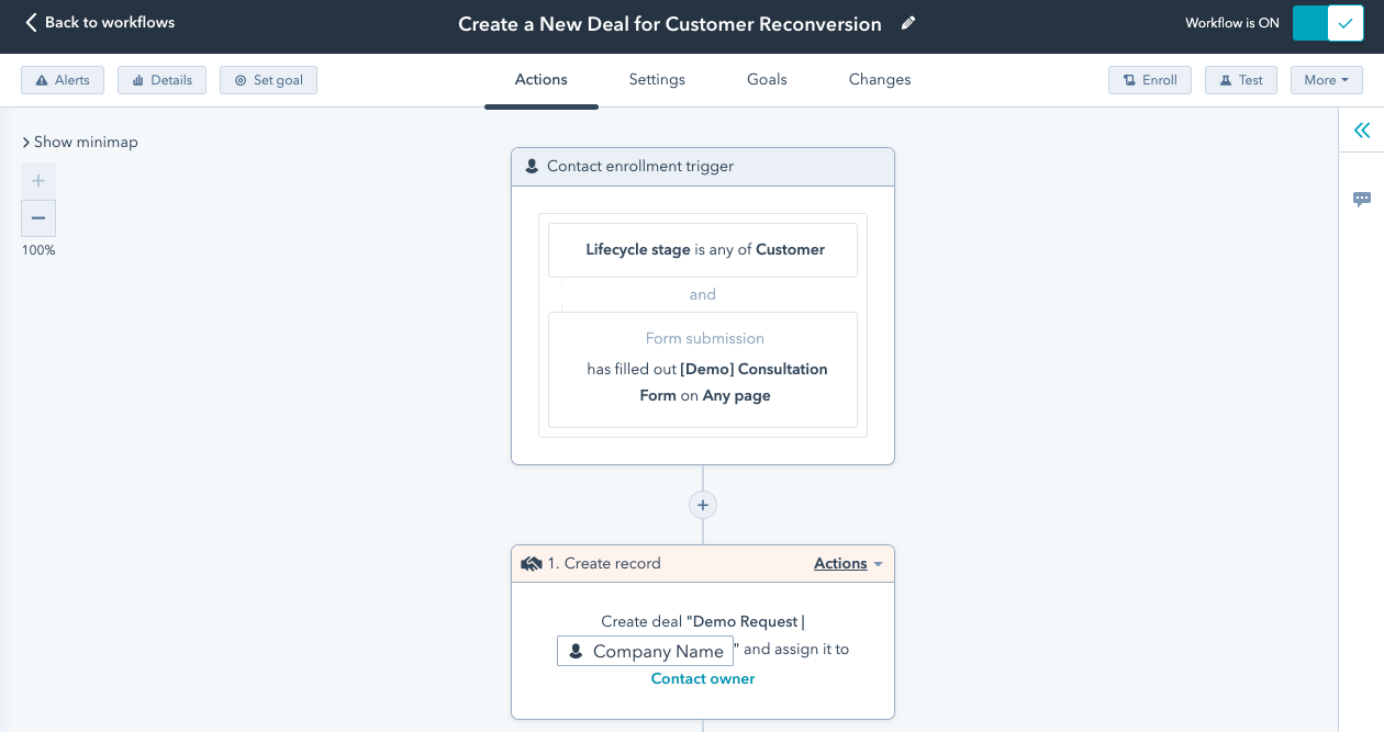 Deal creation workflow in HubSpot for form submissions