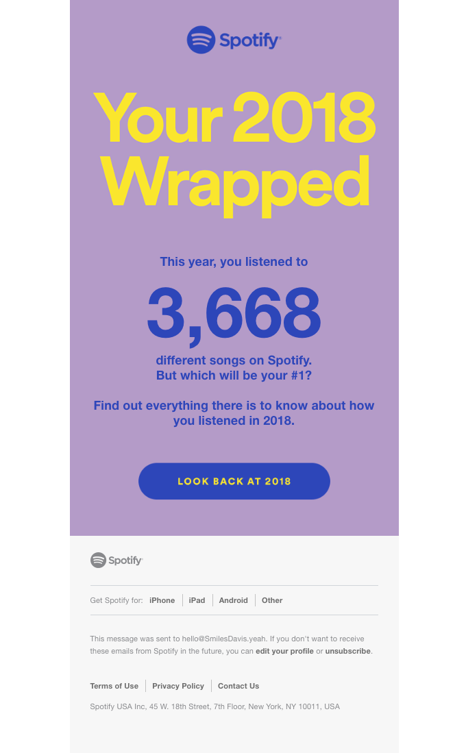 Spotify annual wrapped email