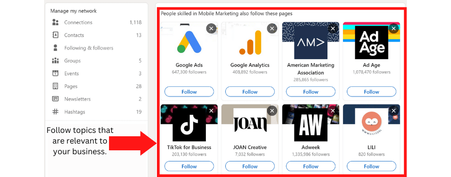 Follow trending hashtags and topics on LinkedIn