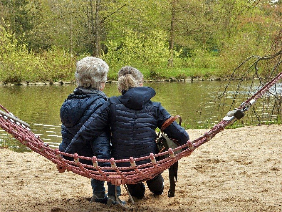 Women, Hammock, Pond, Age, Pensioners, Grow Old