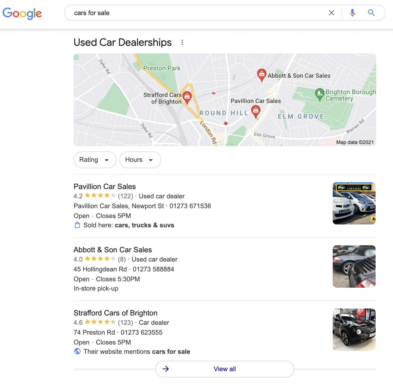 Examples of reviews on Google My Business