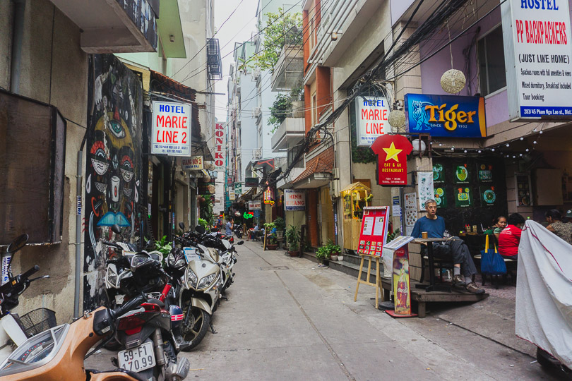 Restaurants down alleyways in Ho Chi Minh City.