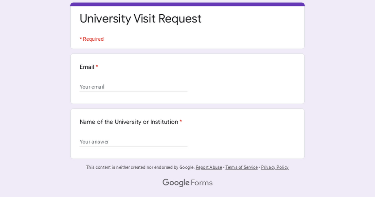 University Visit Request