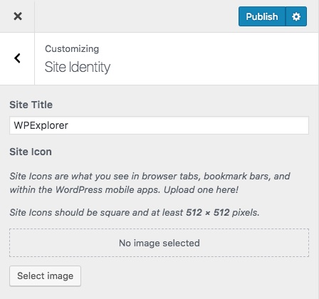 Identidade do site WordPress