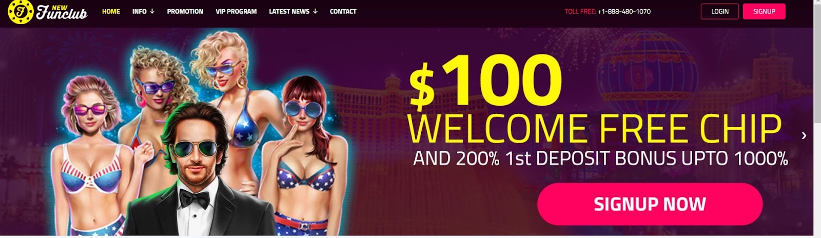 $100 Bonus New Fun Club Casino 