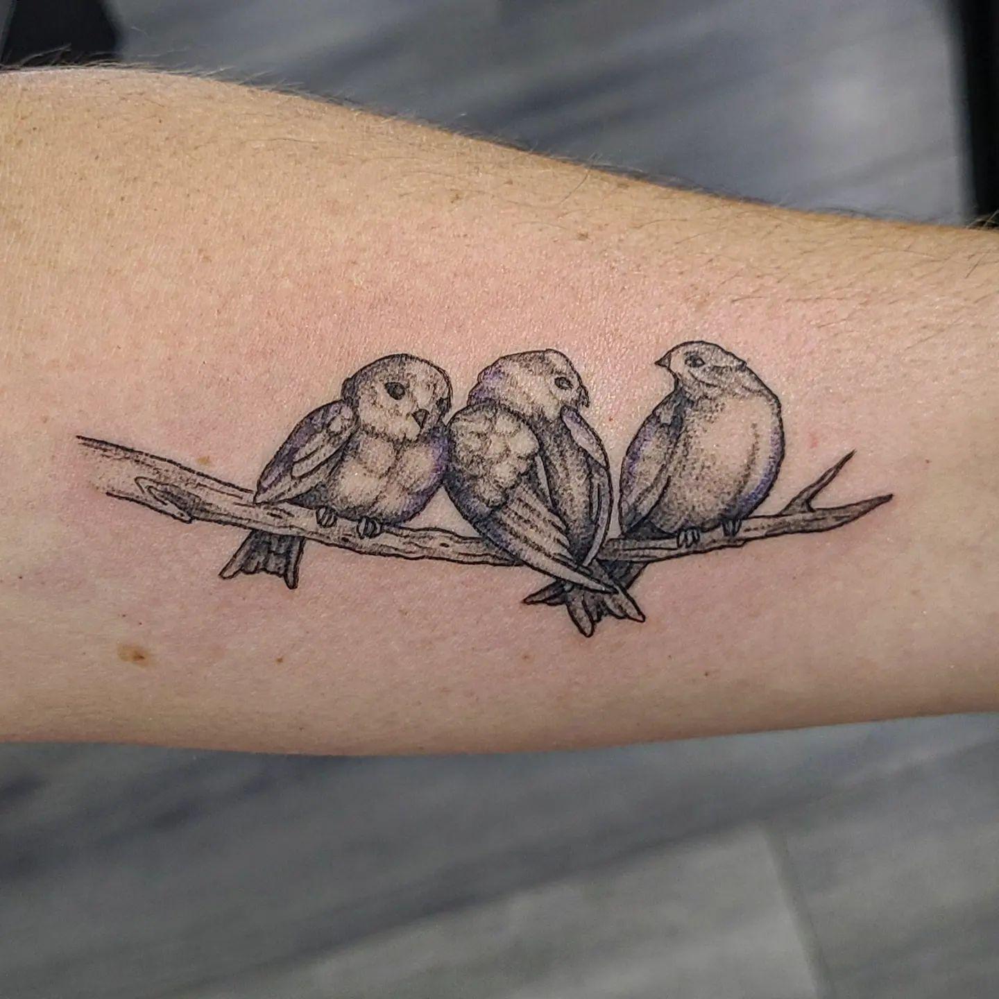 Three Bird Tattoo on Neck