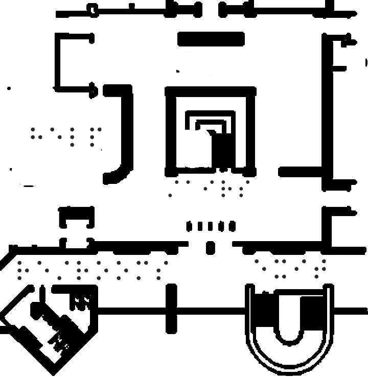 regular version of floorplan where the background is white and thus not etched.  this is an issue because the braille then becomes recessed instead of pronounced on the wood